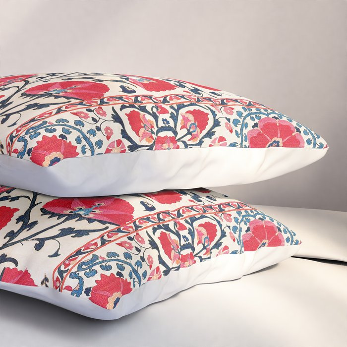 Shakhrisyabz Suzani Uzbekistan Embroidery Print Pillow Sham Gallery Image 3