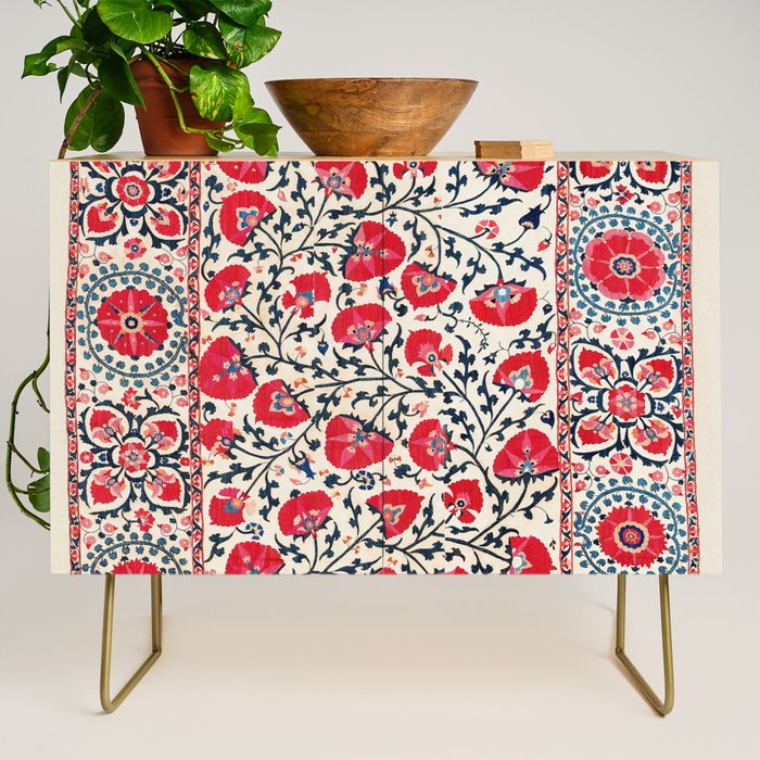 Shakhrisyabz Suzani Uzbekistan Embroidery Print Credenza Gallery Image 1