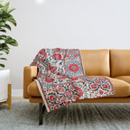 Shakhrisyabz Suzani Uzbekistan Embroidery Print Throw Blanket Gallery Image 1