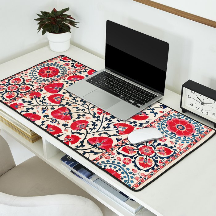 Shakhrisyabz Suzani Uzbekistan Embroidery Print Desk Mat Gallery Image 2