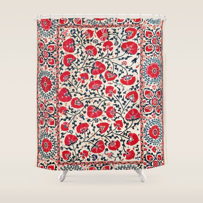 Shakhrisyabz Suzani Uzbekistan Embroidery Print Shower Curtain Gallery Image 1
