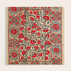 Shakhrisyabz Suzani Uzbekistan Embroidery Print Wood Wall Art Gallery Image 1