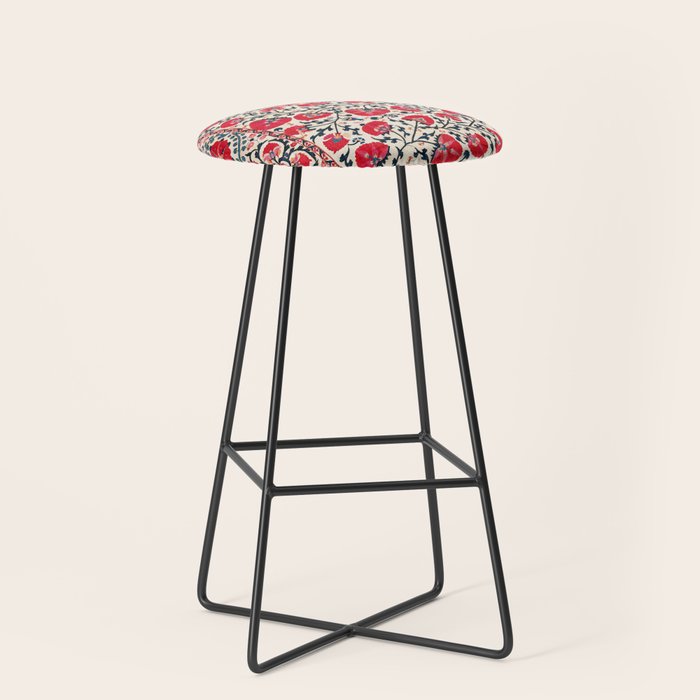 Shakhrisyabz Suzani Uzbekistan Embroidery Print Stool Gallery Image 1