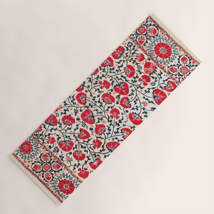 Shakhrisyabz Suzani Uzbekistan Embroidery Print Yoga Mat Gallery Image 1