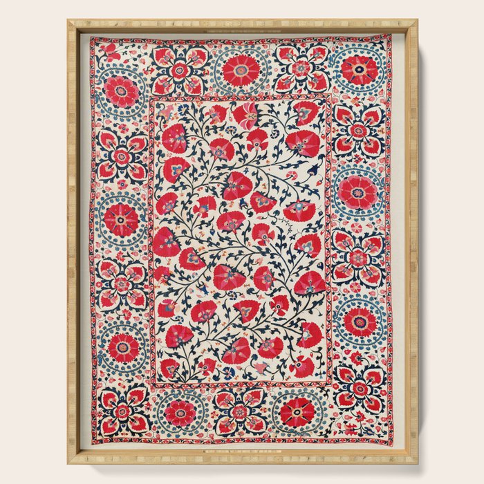 Shakhrisyabz Suzani Uzbekistan Embroidery Print Serving Tray Gallery Image 1