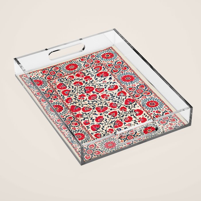 Shakhrisyabz Suzani Uzbekistan Embroidery Print Acrylic Tray Gallery Image 1