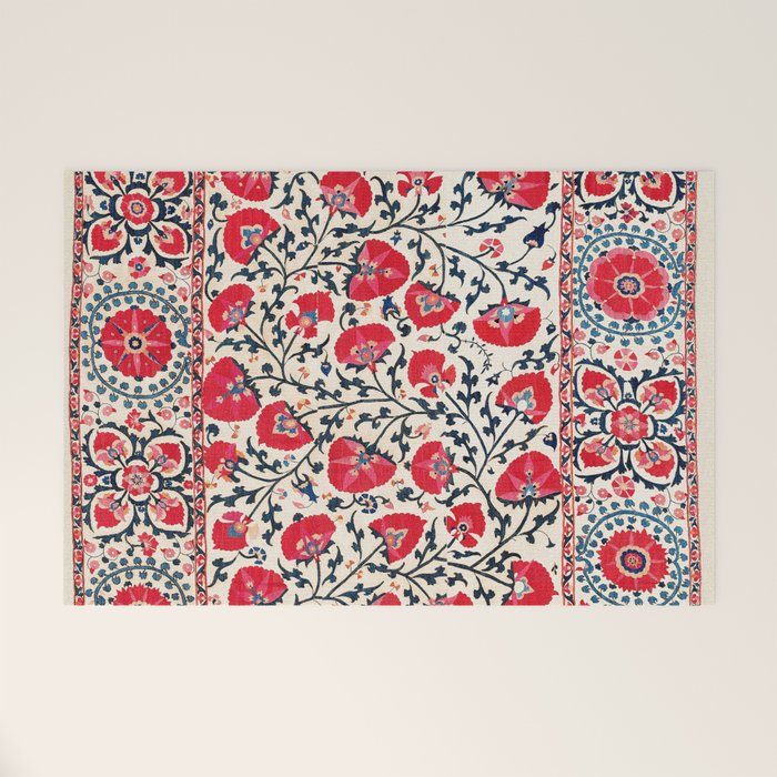 Shakhrisyabz Suzani Uzbekistan Embroidery Print Welcome Mat Gallery Image 1