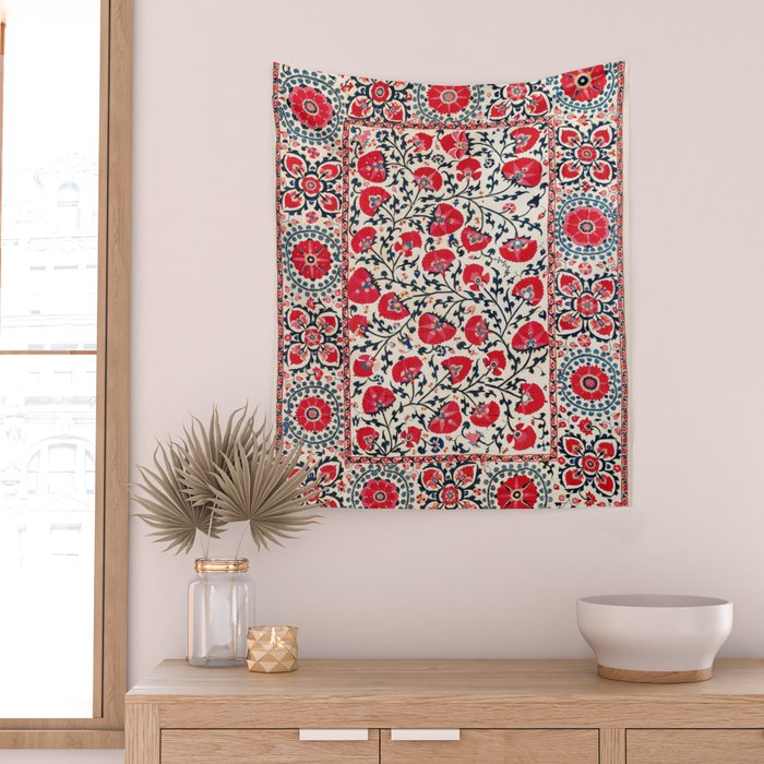 Shakhrisyabz Suzani Uzbekistan Embroidery Print Wall Tapestry Gallery Image 2