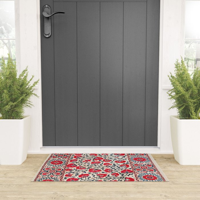 Shakhrisyabz Suzani Uzbekistan Embroidery Print Welcome Mat Gallery Image 3