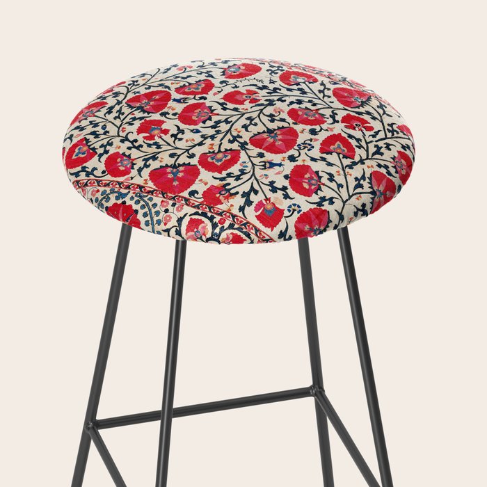 Shakhrisyabz Suzani Uzbekistan Embroidery Print Stool Gallery Image 2