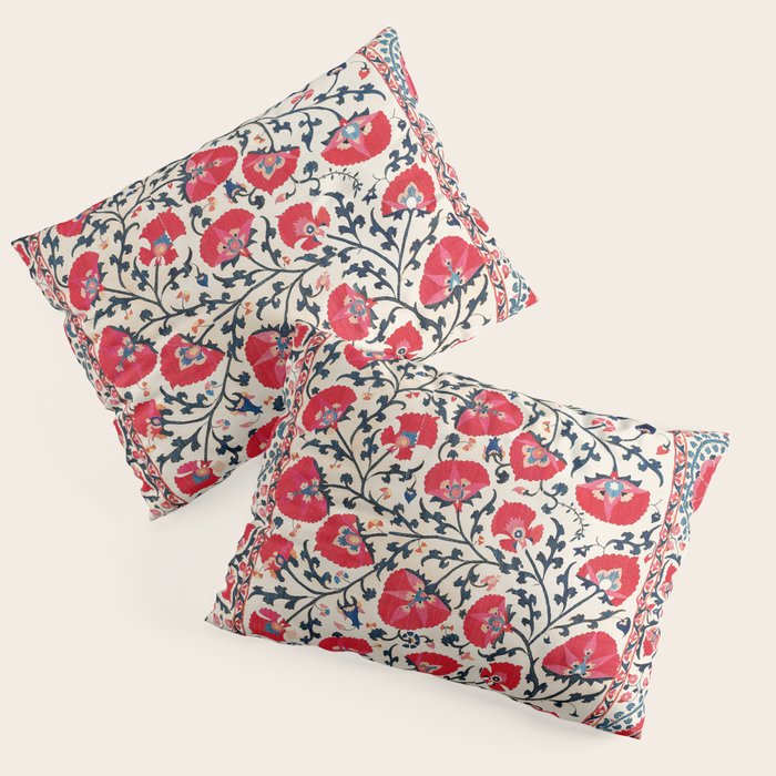 Shakhrisyabz Suzani Uzbekistan Embroidery Print Pillow Sham Gallery Image 3