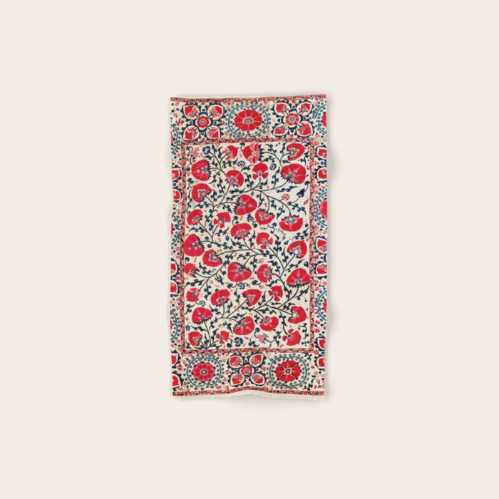Shakhrisyabz Suzani Uzbekistan Embroidery Print Bath Towel Gallery Image 1