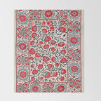 Shakhrisyabz Suzani Uzbekistan Embroidery Print Throw Blanket Gallery Image 2