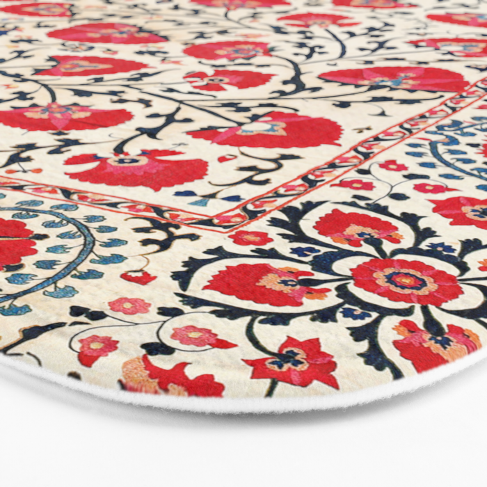 Shakhrisyabz Suzani Uzbekistan Embroidery Print Bath Mat Gallery Image 3