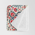 Shakhrisyabz Suzani Uzbekistan Embroidery Print Throw Blanket Gallery Image 3
