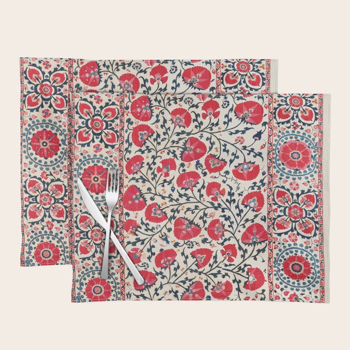 Shakhrisyabz Suzani Uzbekistan Embroidery Print Placemat Gallery Image 1