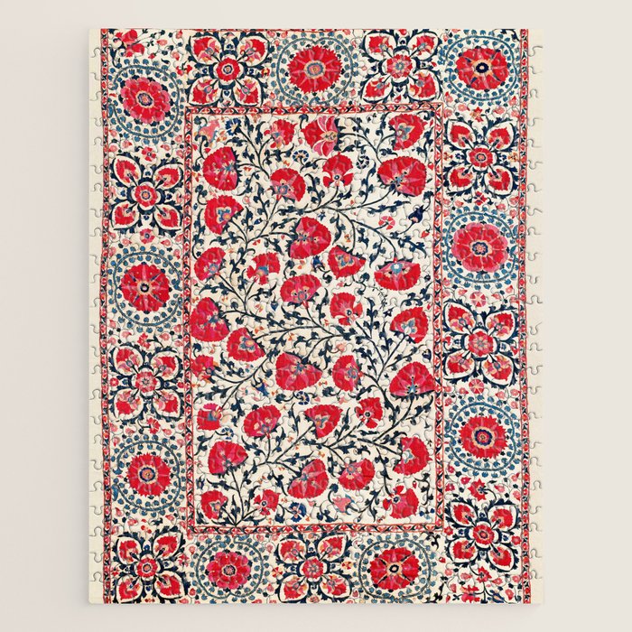 Shakhrisyabz Suzani Uzbekistan Embroidery Print Jigsaw Puzzle Gallery Image 1