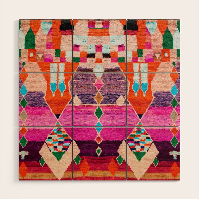 Traditional Oriental Moroccan Berber Rug Design Wood Wall Art Gallery Image 1