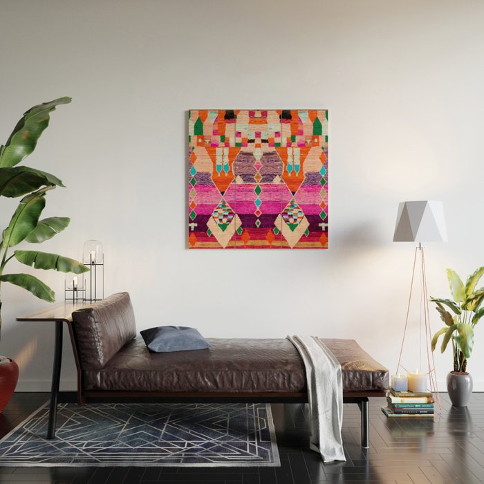 Traditional Oriental Moroccan Berber Rug Design Wood Wall Art Gallery Image 2