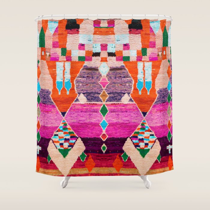 Traditional Oriental Moroccan Berber Rug Design Shower Curtain Gallery Image 1