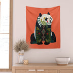 panda orange Wall Tapestry Gallery Image 2