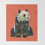 panda orange Throw Blanket Gallery Image 2