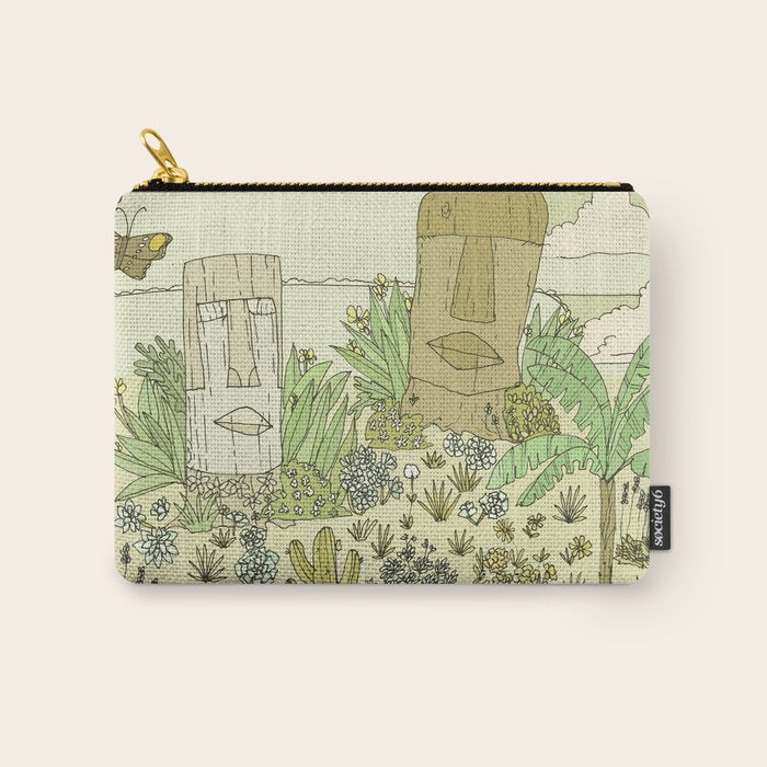 tiki gods send waves and peace swamis // retro surf art by surfy birdy Carry All Pouch Gallery Image 1