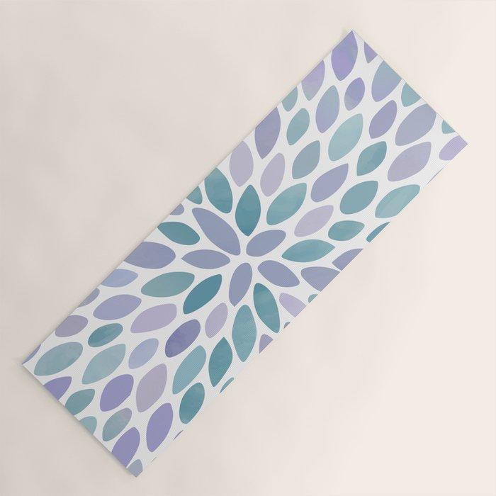 Festive, Flower Bloom, Purple and Teal, Floral Prints Yoga Mat Gallery Image 1