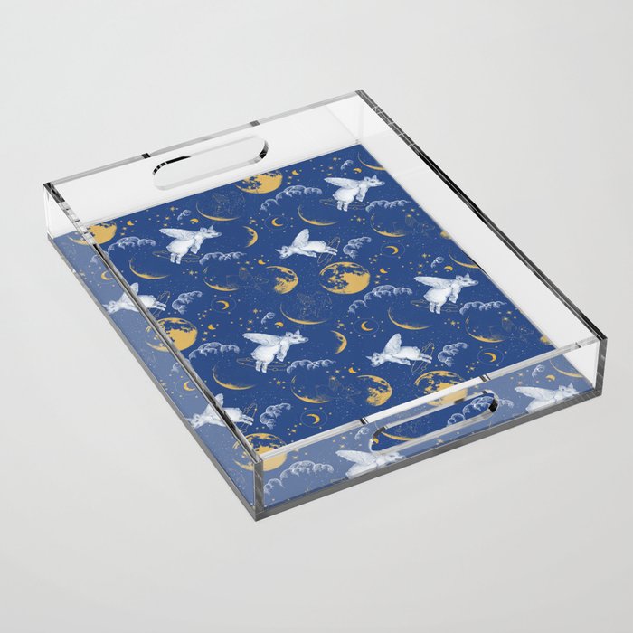 Celestial Pigs lunar blue Acrylic Tray Gallery Image 1