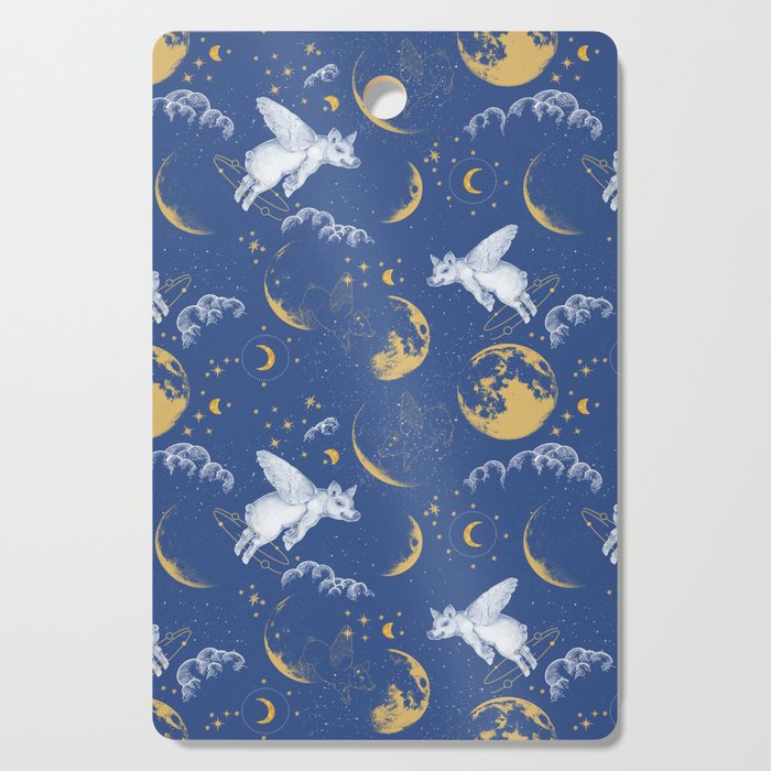 Celestial Pigs lunar blue Cutting Board Gallery Image 1