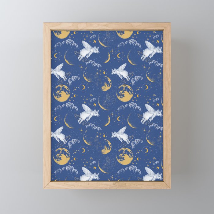 Celestial Pigs lunar blue Mini Art Print Gallery Image 1