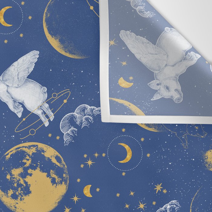 Celestial Pigs lunar blue Wall Tapestry Gallery Image 3