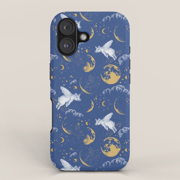 Celestial Pigs lunar blue iPhone Case Gallery Image 1