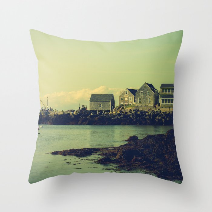 First Light on the Coast Monhegan Island Maine photograph Throw Pillow Gallery Image 1