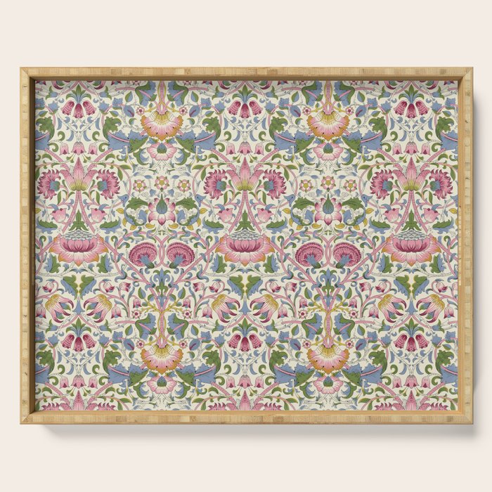 Vintage Lodden Blush Pink and Woad Blue by William Morris Serving Tray Gallery Image 1