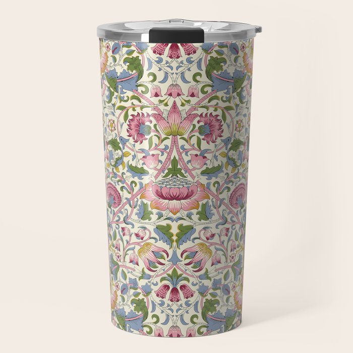 Vintage Lodden Blush Pink and Woad Blue by William Morris Travel Mug Gallery Image 1