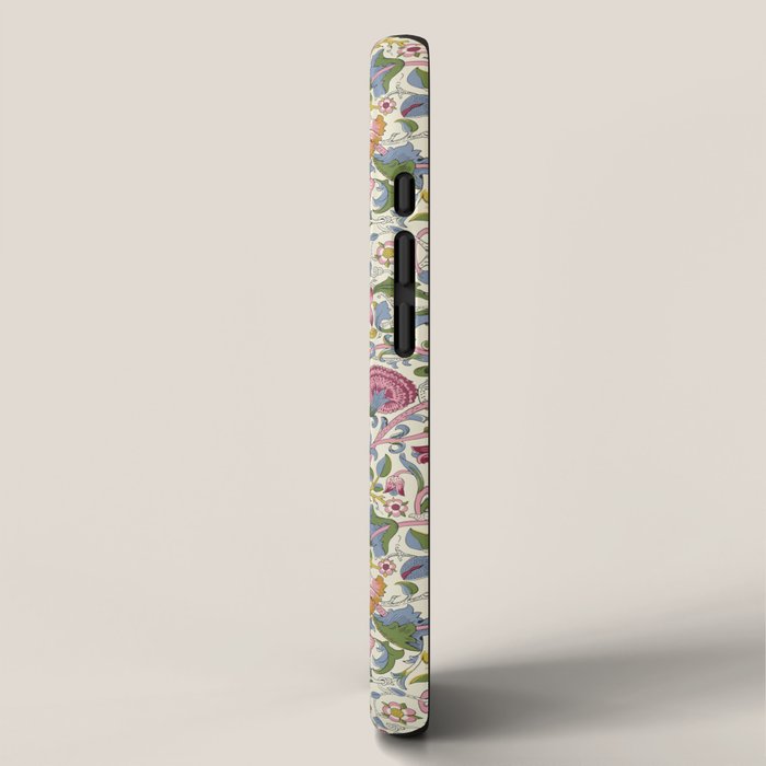 Vintage Lodden Blush Pink and Woad Blue by William Morris iPhone Case Gallery Image 2