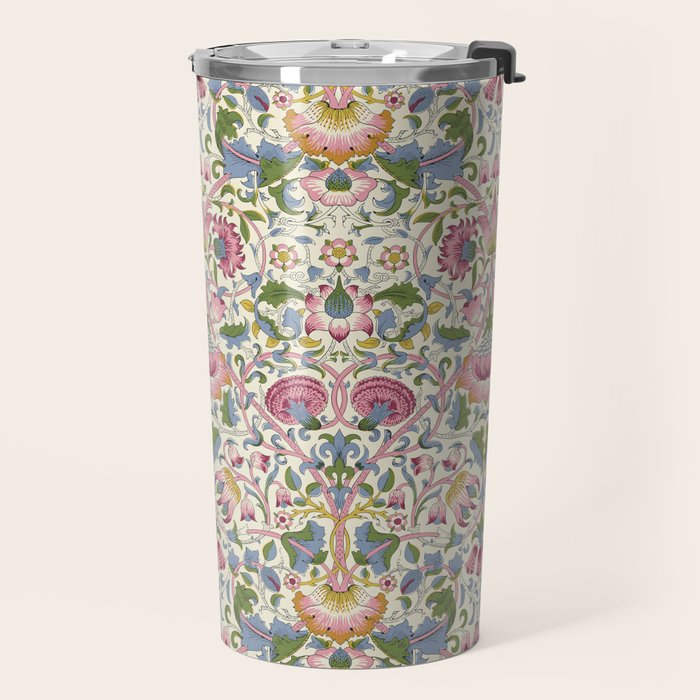 Vintage Lodden Blush Pink and Woad Blue by William Morris Travel Mug Gallery Image 2