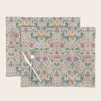 Vintage Lodden Blush Pink and Woad Blue by William Morris Placemat Gallery Image 1