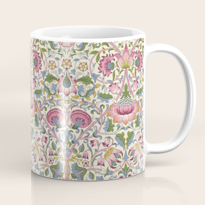 Vintage Lodden Blush Pink and Woad Blue by William Morris Coffee Mug Gallery Image 1