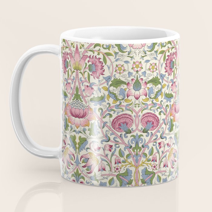 Vintage Lodden Blush Pink and Woad Blue by William Morris Coffee Mug Gallery Image 3