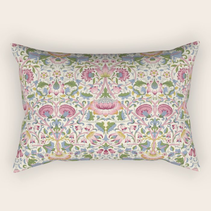 Vintage Lodden Blush Pink and Woad Blue by William Morris Rectangular Pillow Gallery Image 1