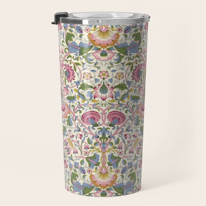 Vintage Lodden Blush Pink and Woad Blue by William Morris Travel Mug Gallery Image 3