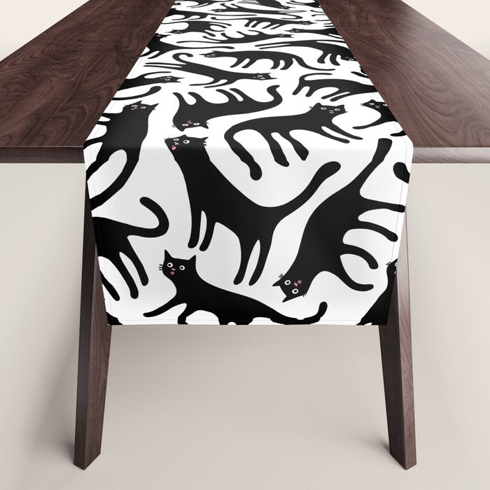 Black Cats Blep! Table Runner Gallery Image 1