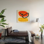 Colorful Mid Century Modern Abstract Fun Shapes Patterns Space Age Orange Yellow Orbit Bubbles Wood Wall Art Gallery Image 2