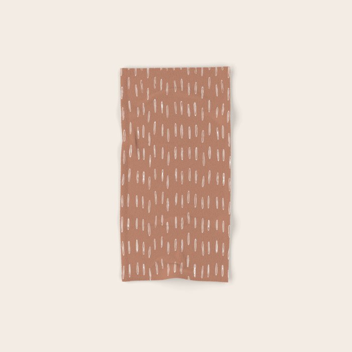 Boho Raindrops Abstract Pattern, Terracotta Hand & Bath Towel Gallery Image 1