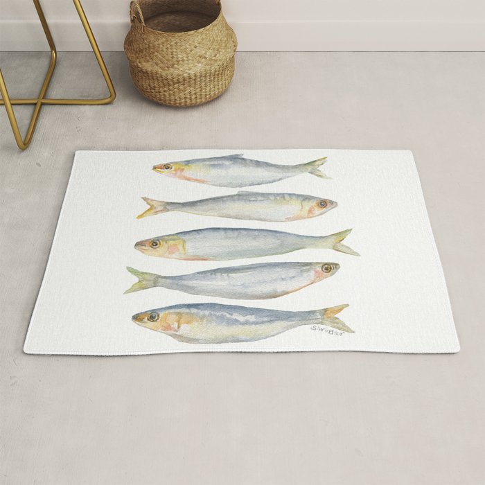 Sardine Fish Watercolor  Rug Gallery Image 1