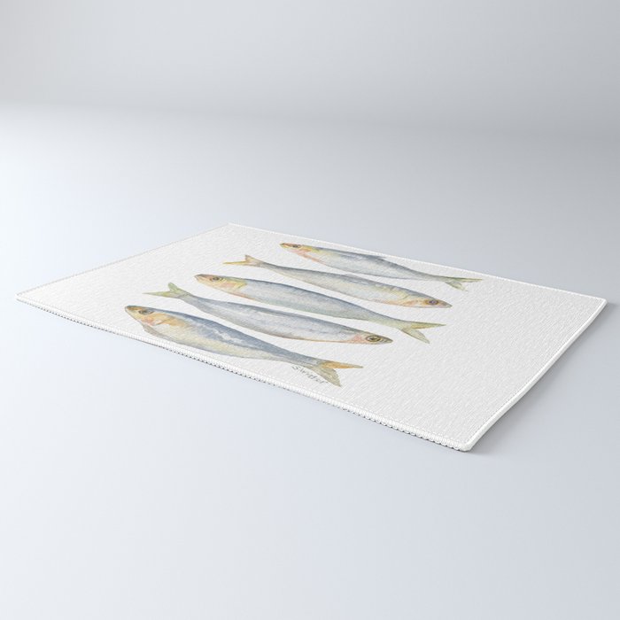 Sardine Fish Watercolor  Rug Gallery Image 3