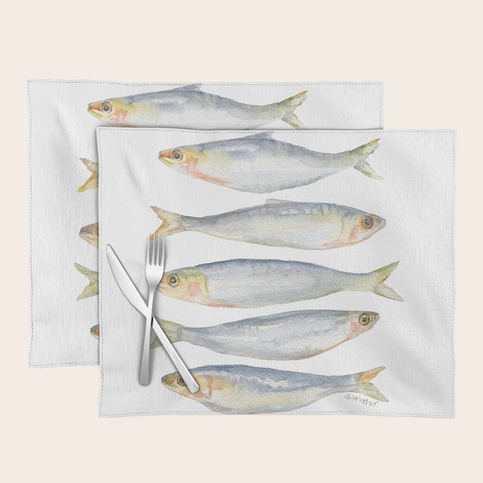 Sardine Fish Watercolor  Placemat Gallery Image 2