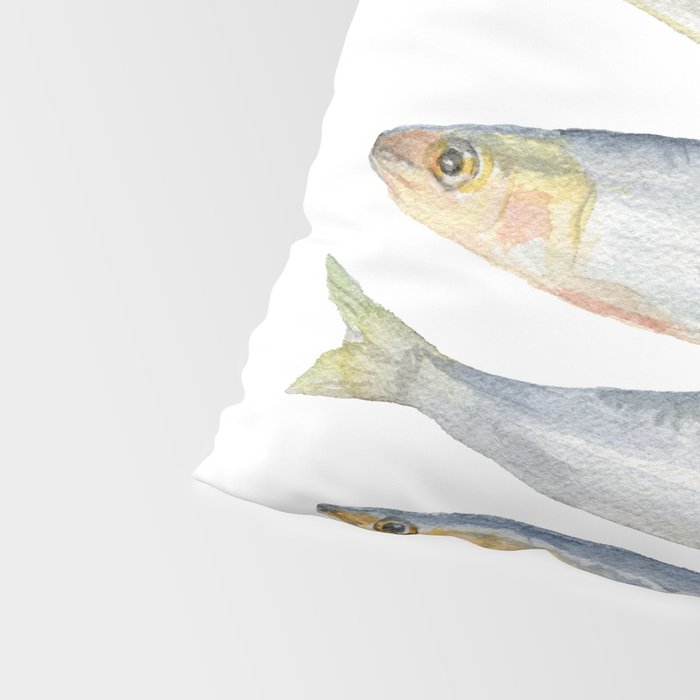 Sardine Fish Watercolor  Pillow Sham Gallery Image 4